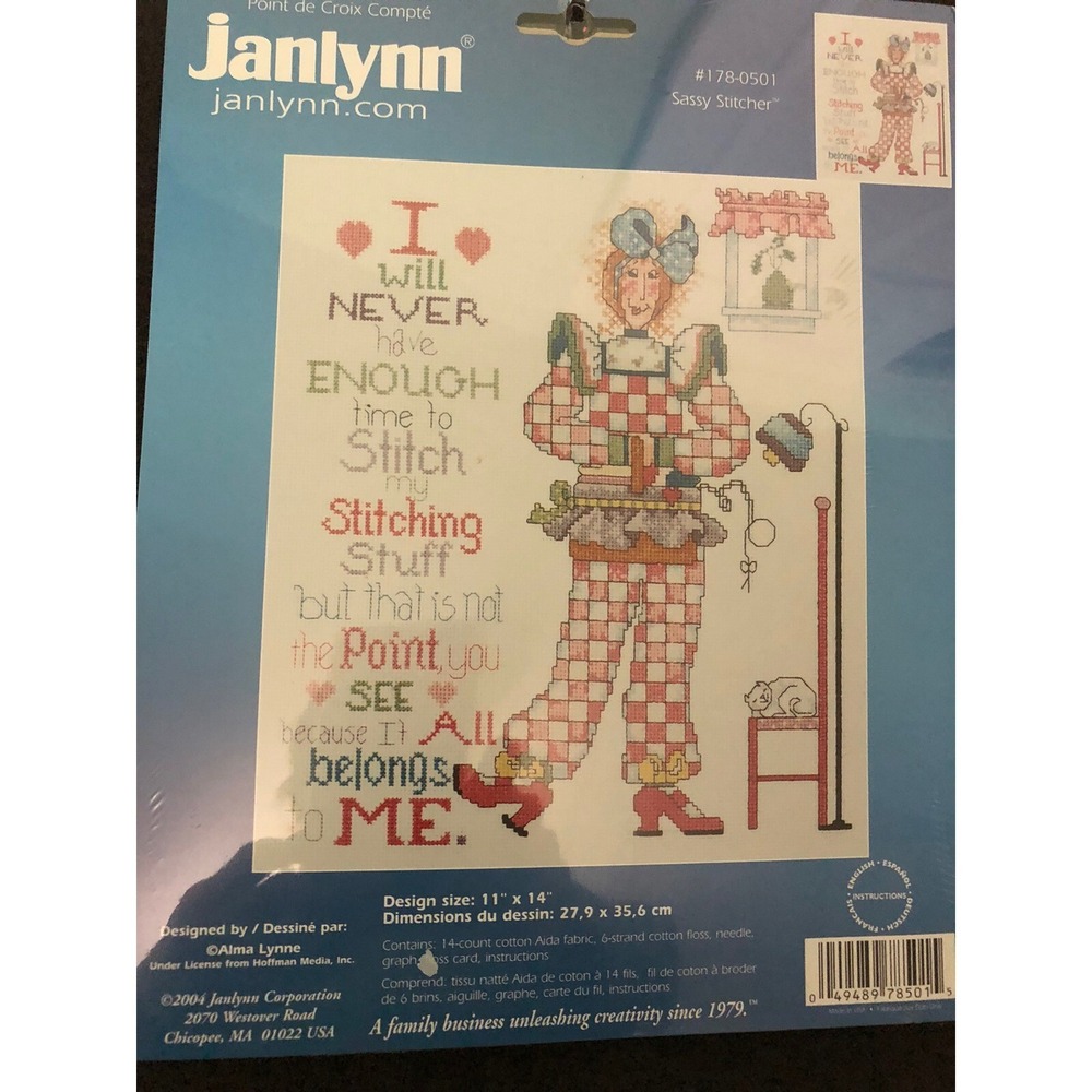 Janlynn Counted Cross Stitch Sassy Stitcher 11" X 14" New 2004